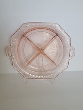 Anchor Hocking Mayfair Open Rose Pink Depression Glass Divided Relish Dish — listing 5