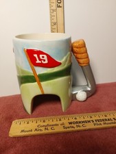 golf novelty ceramic Novelty 19th Hole Golf-Themed Ceramic Mug with Sculpted Club, Ball, Cap & Flag — listing 4
