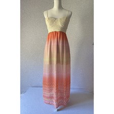 Trixxi Blue and White Chevron Ikat Print Halter Maxi Dress, Size XL — listing 2