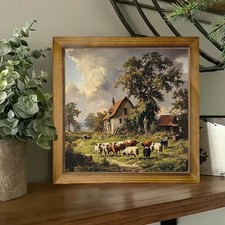 Farmhouse Cow "Home Is Where My Herd Is" Framed Wall Art in Distressed Reclaimed Wood Frame, listing 3