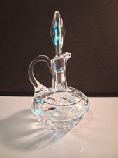 Vintage Glass Cruet with Pointed Bullet Stopper and Applied Handle
