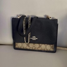 Coach Signature Jacquard Small Flap Shoulder Bag with Pink Buckle — listing 3