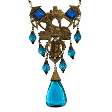 Egyptian Revival Rectangular Pendant with Deities (Anubis, Isis, Horus), listing 4
