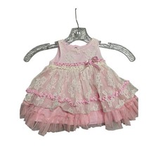 Baby Girl 2-Piece Outfit - Mauve Pink Lace-Ruffle Top & Floral Print Leggings Old Navy / Carter's — listing 3
