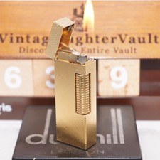 Vintage Dunhill Rollagas Gold-Plated Barley Pattern Lighter with Original Box