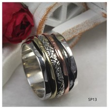 sterling spinner Two-Tone Sterling Silver & Gold Spinner Band Ring with Filigree Center — listing 4