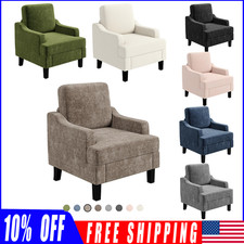 Modern Upholstered Round Barrel Accent Chair, Oatmeal Linen-Weave Fabric — listing 6