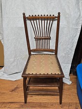 Victorian spindle back Antique Victorian Hoop Back Spindle Side Chair with Pressed Leather Seat — listing 4