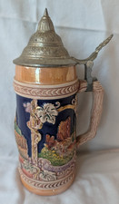 Vintage Gerz Lidded Ceramic Beer Stein with Relief Musicians & Pewter Lid, West Germany — listing 6