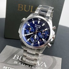 Bulova Marine Star Chronograph Men's Watch, Blue Dial, Rubber Strap — listing 2