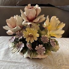 Porcelain Floral Basket with Applied Ceramic Roses, Multicolor — listing 4