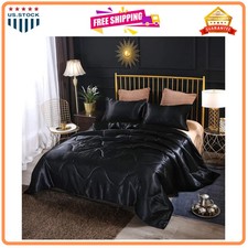 Black Satin/Silky Bedding Item (Fitted Sheet or Pillowcase Set), Maker Unknown