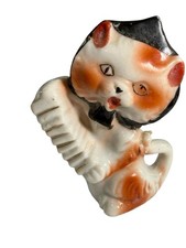 Vintage Ceramic Reclining Cat Figurine with Pink Sponge Glaze, Ribbon and Faux-Pearl Collar — listing 2