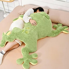 Large Plush Green Frog Stuffed Animal with Red Heart Forehead and Sleepy Eyes — listing 2