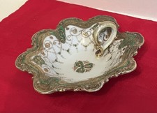 Antique Nippon Hand-Painted Porcelain Handled Nappy Dish with Gold Floral Motif — listing 4