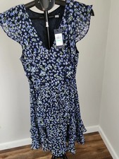 Tommy Hilfiger Women's Navy & White Floral Print Flutter-Sleeve Top, Size Large — listing 3