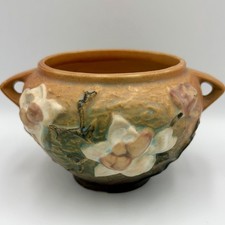 Roseville Pottery Blue Magnolia Jardinière with Handles — listing 3