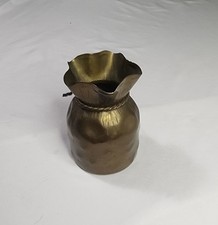 Vintage Brass Money Bag / Sack Vase with Rope Tie and Ruffled Top — listing 3