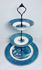 Currier & Ives Blue Transferware Two-Tier Serving Tidbit Tray — listing 5
