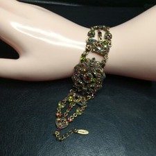 Vintage VCLM Victorian Style Clear Rhinestone Statement Bracelet, Approximately 8 inches — listing 2