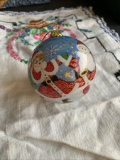 Li Bien Reverse-Painted Glass Santa Christmas Ornament with Gift Box — listing 4