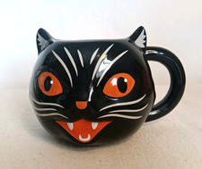 Pair of Figural Grey Tabby Cat Ceramic Mugs with Tail Handles — listing 3