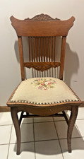 Antique Victorian Maple Side Chair with Floral Needlepoint Seat — listing 6