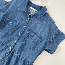 Given Kale Black Denim Tiered Shirt Dress, Short Sleeve, Size XL