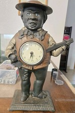 Vintage Figural Novelty Clock — Banjo-Playing Figure with Clock-Face Banjo Body