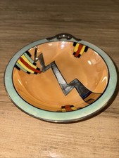 Vintage Art Deco Hand-Painted Lusterware Ashtray, Made in Japan, Lightning Bolt Border with Floral Center — listing 2