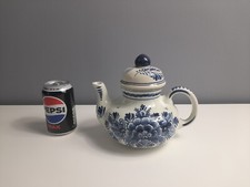 Blue Delft Deco Handpainted Windmill & Floral Teapot, White and Blue — listing 4