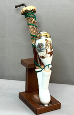 Antique German Carved Wood Hunter's Tobacco Pipe with Hinged Metal Wind Cap — listing 6