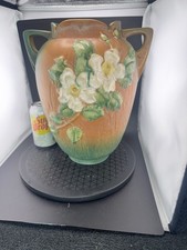 Roseville White Rose Two-Handled Vase in Pink/Green — listing 3