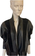 Vintage Suede Front Panel V-Neck Knit Sweater — listing 6