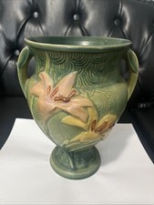 Roseville Zephyr Lily Two-Handled Vase in Sienna Tan — listing 6