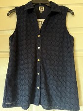 Anne Klein Black Sleeveless Zip-Front Blouse with Gold Hardware — listing 5