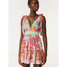 Pink Organza 3D Flower Petal Bodycon Mini Dress, Size Small — listing 4