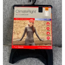 ClimateRight by Cuddl Duds Plush Warmth Fleece-Lined Base Layer Top, Black, Women's M