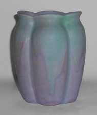 Vintage Purple/Lavender Matte Glaze Art Pottery Vase with Ribbed Baluster Form — listing 6