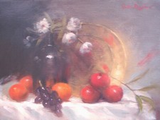Vintage Still Life Oil Painting of Books, Sheet Music & Candle, Signed M. Martin — listing 4