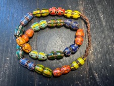 Vintage Tribal Trade Bead Necklace with Bone, Wood, Amber-Resin and Silver-Tone Beads, listing 2