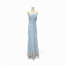 B. Smart Iridescent Sequin Spaghetti-Strap Prom Gown with Side Slit — listing 4