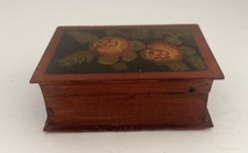 Antique Tôle Peinte Painted Tin Book-Form Box, Black with Gold Floral Decoration (11x20x4.5 cm)