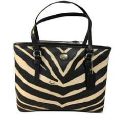 Coach Zebra Print Pink & Cream Canvas Tote Bag with Tan Leather Trim — listing 6
