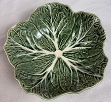 Vintage Yellow Majolica-Style Cabbage Leaf Bowl with White Vein Detail — listing 2