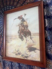 Vintage Framed Black & White Print of Two Rearing Horses (Black Stallion & White Mare) — listing 2