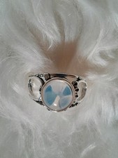 1990s Tibetan Silver Cuff Bracelet with Grey Moonstone Cabochon — listing 6