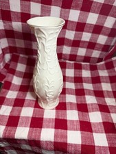 Vintage Ceramic Bud Vase with Ribbed Column Form and Relief Panel, Green and Cream Glaze — listing 2