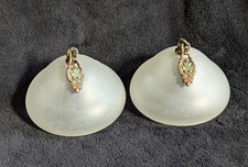 Antique Art Deco Cast Metal Slip Shade Hanging Light Fixture Body with Chain and Ceiling Canopy, listing 4