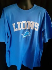 Detroit Lions Fanatics Black Cotton T-Shirt with Blue Lion Logo, Size L — listing 6